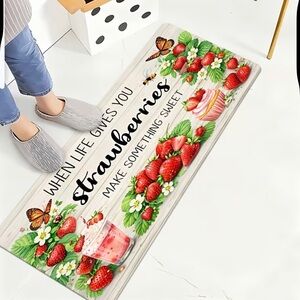 Strawberry Kitchen Runner Rug - Sweet Fruit Design